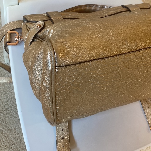 Mulberry Metallic Rose Gold Leather Alexa Satchel Crossbody Bag - Picture 11 of 16